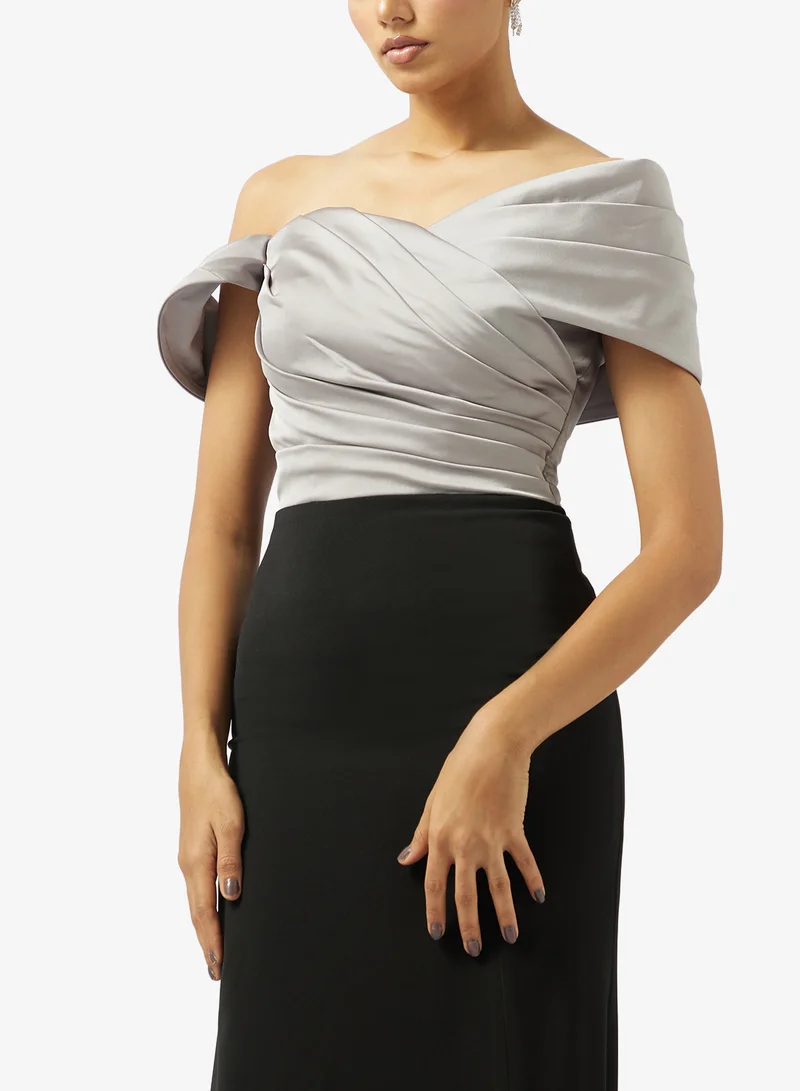Akadia Fashion  SPECIAL SHOULDER DESIGN SATIN DRESS for Women | Best Price UAE